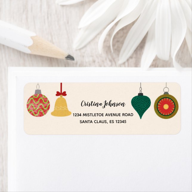Ornement Bauble de Noël Adresse de retour (En situation)