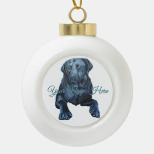 Ornement Black Lab Décor de Noël Chien Bleu