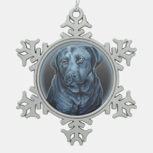Ornement Black Lab Décor de vacances de chien bleu