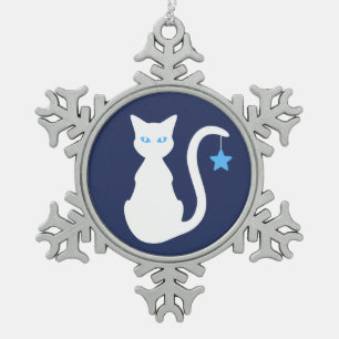 Ornement blanc de flocon de neige de chat