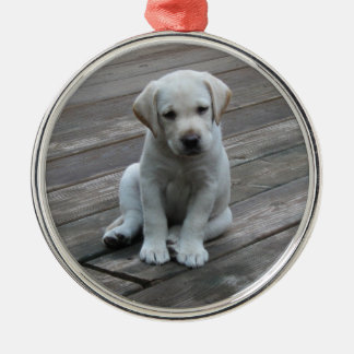 Ornement blanc de Noël de chiot de labrador
