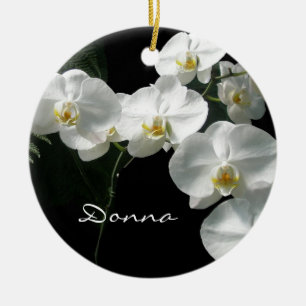 Ornement blanc de Noël d'orchidées