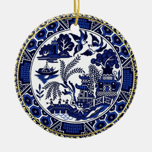 Ornement bleu classique de Noël de conception de (Devant)