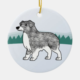 Ornement bleu de Noël de Merle de berger