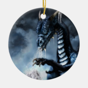 Ornement bleu de vacances de dragon de glace