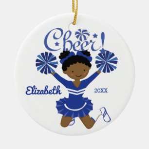 Ornement bleu et blanc de pom-pom girl