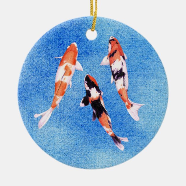 Ornement bleu koi flottant (Devant)