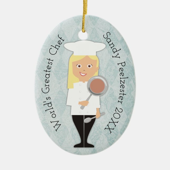 Ornement blond de Noël de chef de fille de diplômé (Devant)