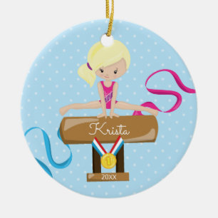 Ornement blond de Noël de gymnastique de gymnaste