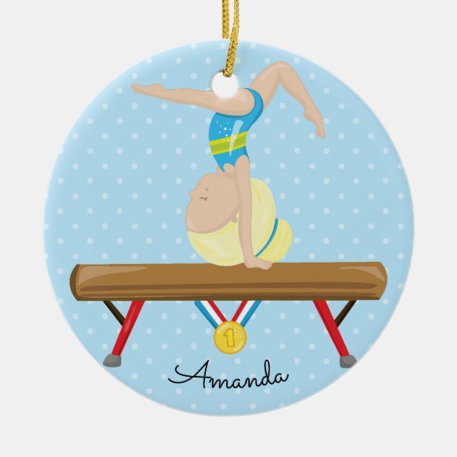 Ornement blond de Noël de gymnastique de gymnaste (Devant)