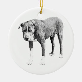 Ornement Bouledogue Américain ombré côté arbre