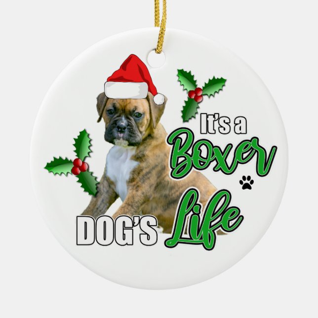 Ornement Brindle de Noël de chiot de boxeur (Devant)