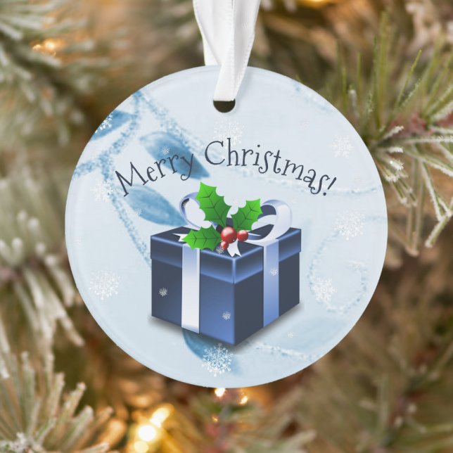 Ornement cadeau de Noël bleu (Arbre)