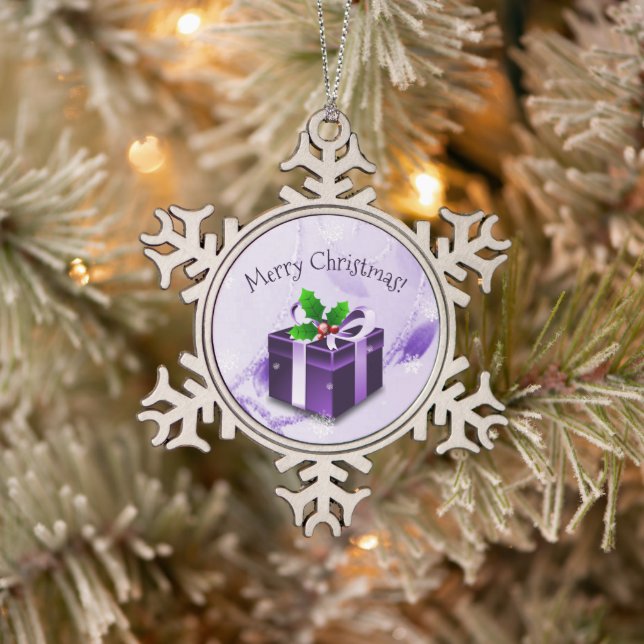 Ornement cadeau de Noël pourpre (Arbre)