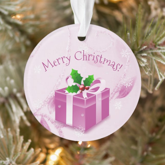 Ornement cadeau de Noël rose (Arbre)