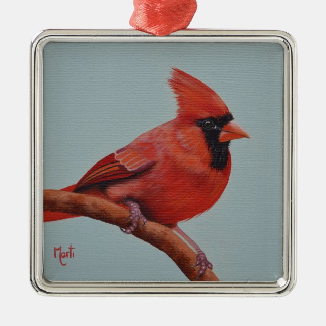 Ornement cardinal rouge de Noël d'oiseau (Devant)