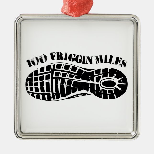 Ornement Carré Argenté 100 Miles Friggin Ultra Running Tread (Devant)