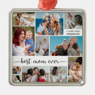 Ornement Carré Argenté 11 Photo Collage Meilleure Maman Jamais