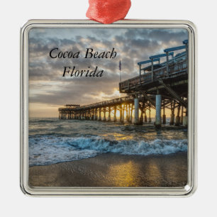 Ornement Carré Argenté 1er Sunrise 2017 Cocoa Beach