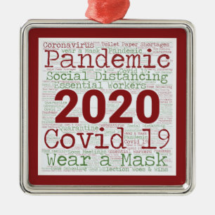 Ornement Carré Argenté 2020 Crazy Year Memories