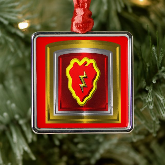 Ornement Carré Argenté 25e division d'infanterie Noël (Arbre)