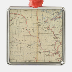 Ornement Carré Argenté 59 rivières navigables, itinéraires 1890