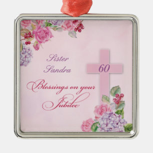 Ornement Carré Argenté 60e anniversaire de la religieuse religieuse relig