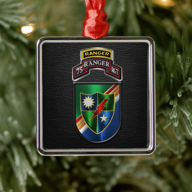 Ornement Carré Argenté 75e régiment de Rangers Noël (Arbre)