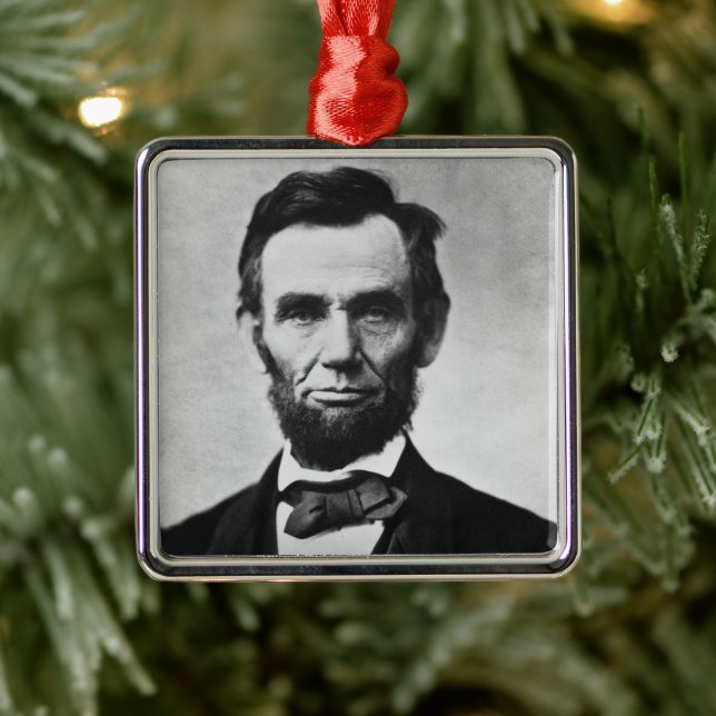 Ornement Carré Argenté Abraham Lincoln : 16ème Président de l'Amérique (Arbre)