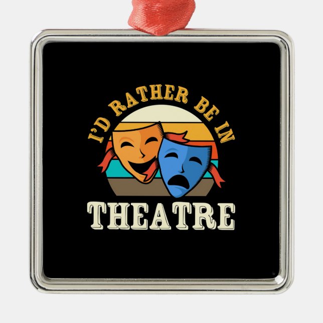 Ornement Carré Argenté Acteur Préférerait Être Dans Le Théâtre (Devant)