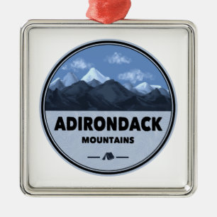 Ornement Carré Argenté Adirondack Mountains New York Camping
