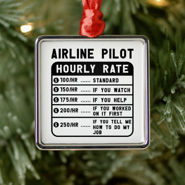 Ornement Carré Argenté Aéronautique à tarif horaire amusant (Arbre)