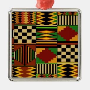 Ornement Carré Argenté African Royal Kente Cloth Design