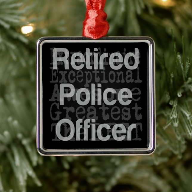 Ornement Carré Argenté Agent de police à la retraite Extraordinaire (Arbre)
