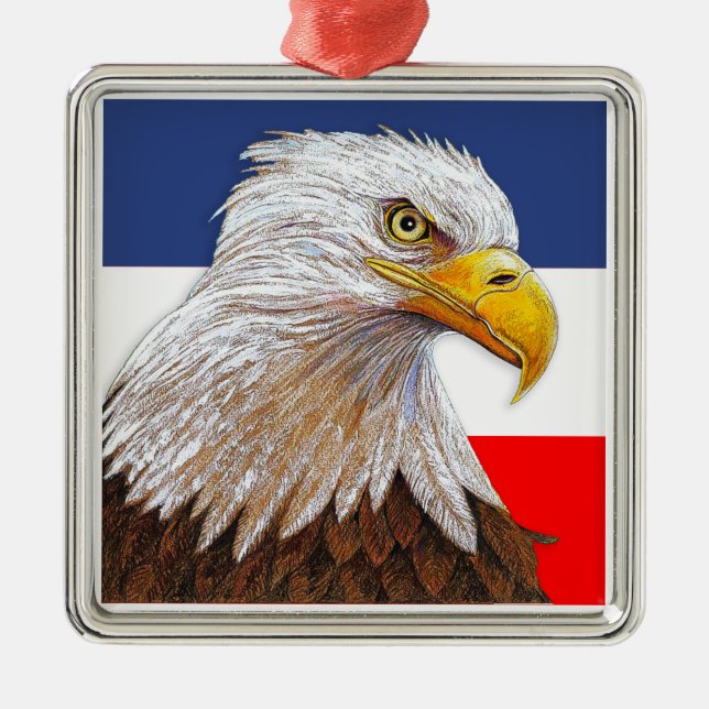 Ornement Carré Argenté Aigle à tête blanche (Devant)
