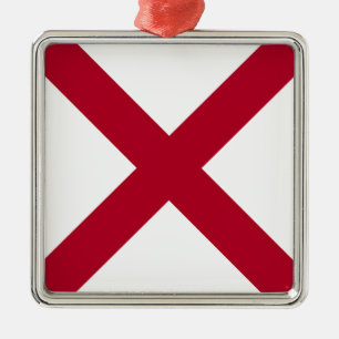 Ornement Carré Argenté Alabama : drapeau de la Croix cramoisie de Saint-A
