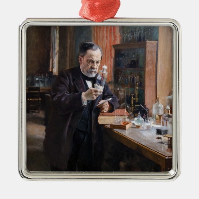 Ornement Carré Argenté Albert Edelfeue - Portrait de Louis Pasteur (Devant)