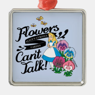 Ornement Carré Argenté Alice au pays des merveilles  Alice et les fleurs