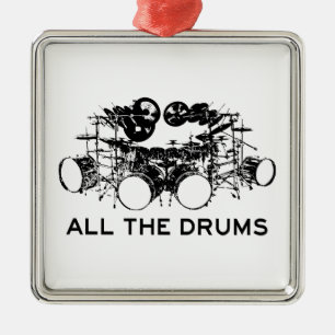 Ornement Carré Argenté All The Drums Drummer