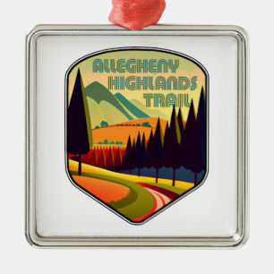 Ornement Carré Argenté Allegheny Highlands Trail Virginie-Occidentale Cou