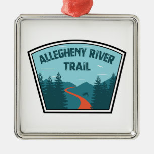 Ornement Carré Argenté Allegheny River Trail
