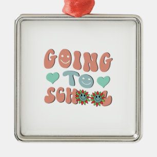 Ornement Carré Argenté Aller À L'École