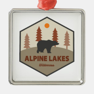 Ornement Carré Argenté Alpine Lakes Wilderness Washington Bear