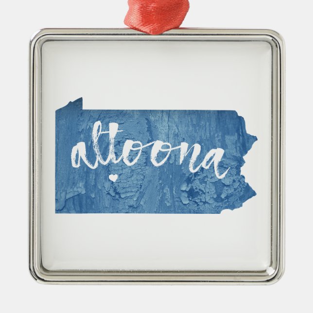 Ornement Carré Argenté Altoona Pennsylvania Wood Grain (Devant)