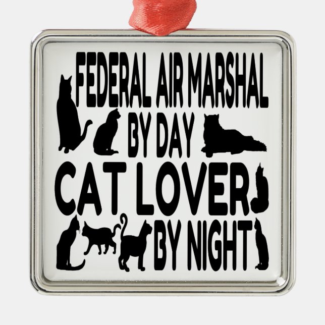 Ornement Carré Argenté Amoureux des chats Federal Air Marshal (Devant)