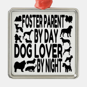 Ornement Carré Argenté Amoureux des chiens Foster Parent