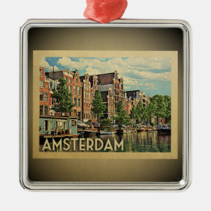 Ornement Carré Argenté Amsterdam Vintage voyage Orament Pays-Bas