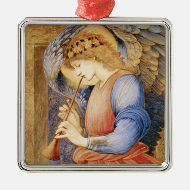Ornement Carré Argenté Angel Playing a Flageolet (par Edward Burne-Jones) (Devant)