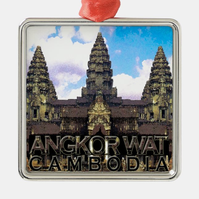 Ornement Carré Argenté Angkor Vat (Devant)