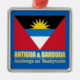 Ornement Carré Argenté Antigua-et-Barbuda